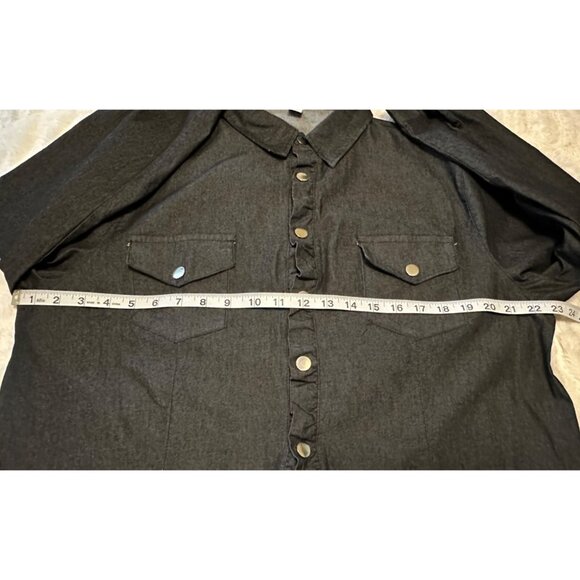 Women's Gray Button-Down Casual Shirt Viscose Polyester Blend Size XL - Picture 8 of 16